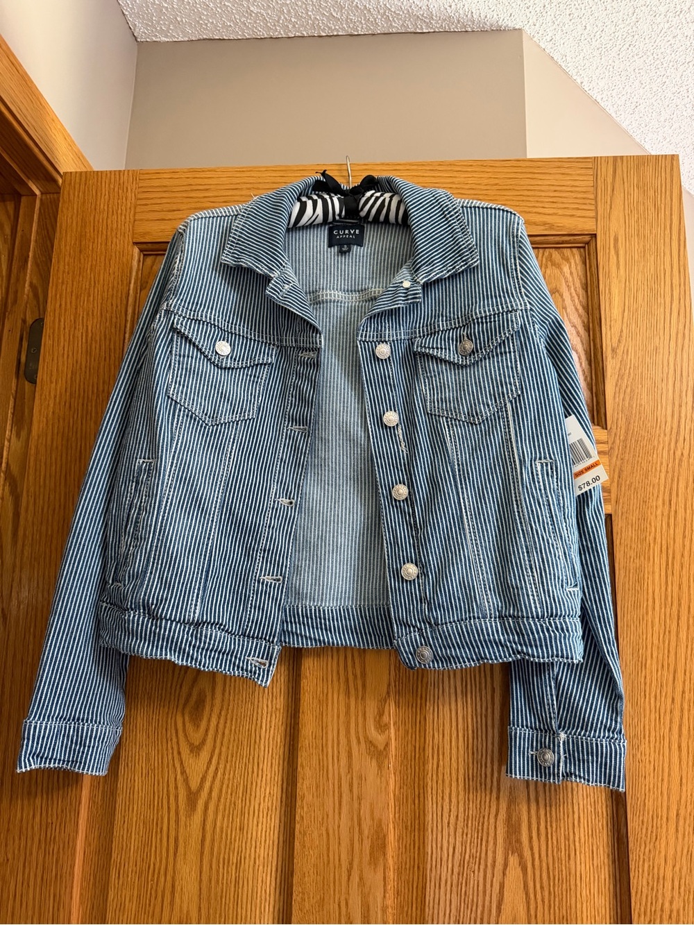 Striped Denim Jacket - Blue